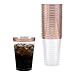 50 Rose Gold Rimmed Clear Hard Plastic Cups | 10 oz. Fancy Disposable Wedding Tumblers for Party & Wedding (50-Pack)
