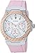 GUESS Women's Silver/Rose Gold-Tone +Pink Stain Resistant Silicone Watch with Day, Date + 24 Hour Military/Int'l Time. Color: Pink (Model: U1094L4)