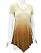 Lock and Love LL WT1051 Womens V Neck Short Sleeve Ombre Tunic Top XL Brown