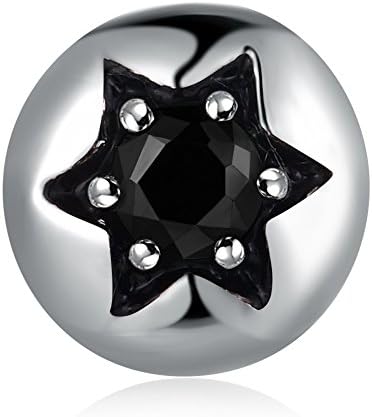 LR Accessory 925 Sterling Silver Black CZ Six-Pointed Star Single Stud Earring