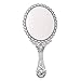 BAOZOON Vintage Hand Mirror with Handle - Cute Cosmetic Handheld Mirror Vanity Makeup Mirror Travel Mirrors 9.8x4.5in (Silver)