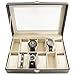 Science Purchase Large Watch Box with 12 Compartments, Black Faux Leather Display Case with Glass Top - Jewelry Organizer (13