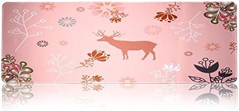 Nongmen Large Mouse Pad Gaming &amp; Desk Keyboard Mat Size Mouse Pad Extended Gaming Mouse Mat with Stitched Edges+ Non-slip Rubber Base for Laptop Computer Mouse Keyboard- Pink Elk