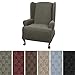 Maytex Pixel Ultra-Soft Stretch Textured Mini Dot 1-Piece Wing Chair Furniture Cover Slipcover, Dusty Olive Green
