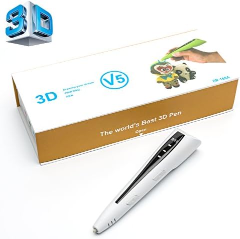 New Improved 3D Pen 2017 For Doodling, Professional 3D Printer In Different Colors, Comes With Refill Filament &amp; USB Compatible Charger (WHITE)