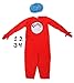 elope Thing 1 & 2 Costume Red Deluxe Jumpsuit and Wig, Adult S/M