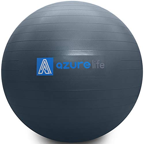 A AZURELIFE Professional Grade Exercise Ball, Anti-Burst&Non-Slip Stability Balance Ball with Quick Pump Included, Multiple Sizes&Colors, Perfect for Birthing, Yoga, Pilates, Desk Chairs&Therapy