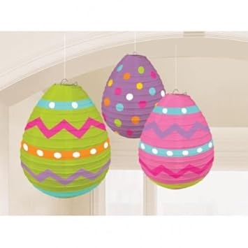 Easter Egg Shaped Paper Lantern Hanging Decorations X 3 Amazon Co