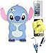 Bukit Cell ® Bundle: Blue 3D Cute StitchSilicone Fun Lovely Case for iPod Touch 6th/ 5th + BUKIT CELL Cloth + Stitch Figure Stylus Touch Pen + Screen Protector + Bukit Cell ® Metallic Stylus Pen
