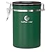 Coffee Gator Stainless Steel Coffee Grounds and Beans Container Canister with Date-Tracker, CO2-Release Valve and Measuring Scoop, Large, Green
