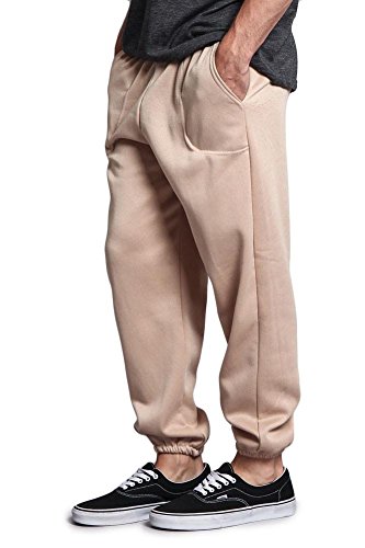 G-Style USA Men's Elastic Cuff Fleece Sweatpants - HILLSP - BEIGE - 5X-Large - GG1H