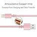 Lightning cable TIMMY 3Pack 6FT Nylon Braided 8 pin IPhone Charger certified to charging Cable with charging indictor powerline for iPhone 5/5C/5S/6S/6S PLUS/7/7 plus, iPad Air, and more (Rose)
