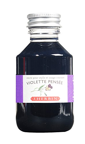 Jacques Herbin Fountain Pen Ink, 100 ml Bottle, Violette Pense (Pensive Violet)
