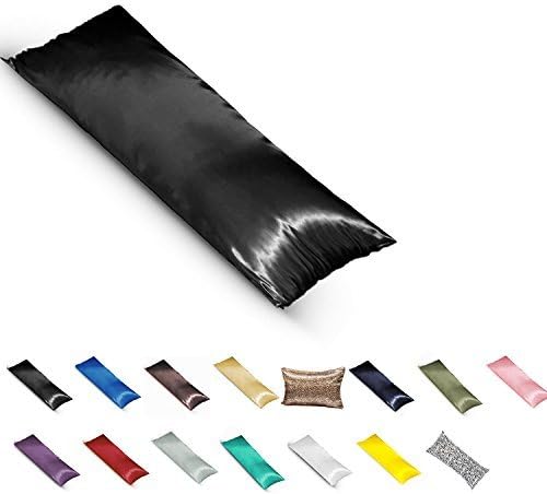 TAOSON Silky Soft Satin Body Pillow Cover Pillowcase Pillow Protector Cushion Cover with Zippers (21"x54"/51x140cm, Black)