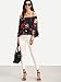 Floerns Women's Casual Floral Off Shoulder Chiffon Blouse Top Navy XL