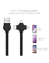 Cable de carga retráctil (2 unidades, 1.3 1.96 2.62 3.3FT), ASICEN 3 en 1 Multi USB Lightning tipo C Micro USB Cable de sincronización para iPhone, iPad, iPod, Samsung, Moto, BlackBerry, Nokia, LG, Google