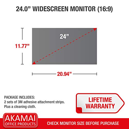 24" Akamai Computer Privacy Screen (16:9) - Black Security Shield - Desktop Monitor Protector - UV and Blue Light Filter (24.0 inch 16:9 Diagonally Measured, Black) - Thumbnail 6