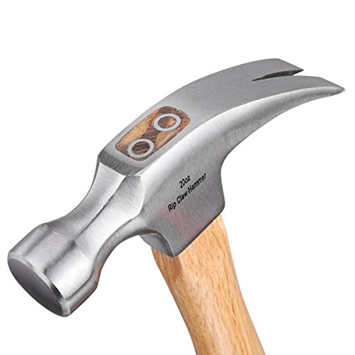 Hampous 20OZ Rip Claw Hammer (All-Purpose) Drop Forge Head, Strong Wooden Handle | Carpentry, Woodworking, DIY Jobs, Nail Puller | Light, Heavy-Duty Construction - Thumbnail 3