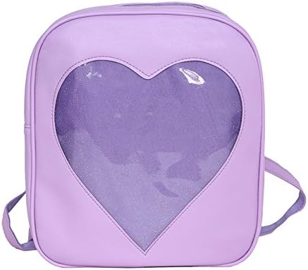 YingTech Teens Girls Summer Candy PU Leather Backpack Bag Plastic Heart Love Beach School Bag (Purple)