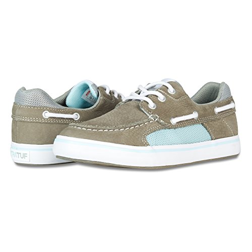 XTRATUF Finatic II Women’s Leather Deck Shoes, Gray & Blue (22310)