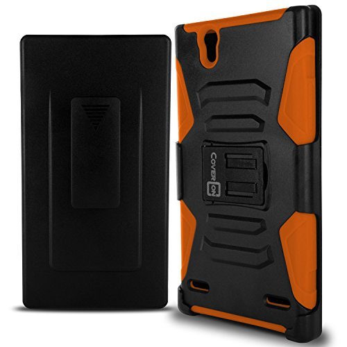 ZTE Lever LTE Phone Cases, CoverON [Explorer Series] Belt Clip & Hybrid Phone Cover for ZTE Lever Holster Case - Orange & Black