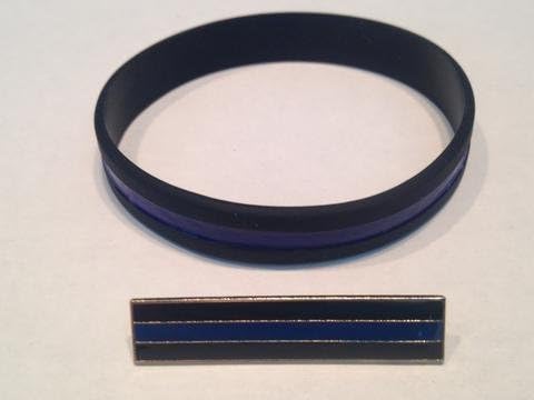 Thin Blue Line Mourning Set- Citation &amp; Bracelet Support Police Cops Patrol Officer Heroes IM Survival TBL