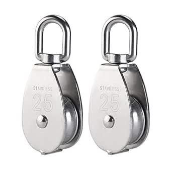 HO2NLE 2 Piezas Bloque de Polea de Acero Inoxidable M25 Solo Rueda