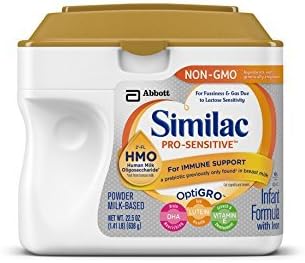Similac Pro-Sensitive Infant Formula with 2’-FL Human Milk Oligosaccharide (HMO) for Immune Support, 22.5 ounces, Single Tub (Lid Color Varies) - Pack of 2