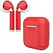 AirPod Skins & Charging Case Cover – Protective Silicone Cover and Stylish Wraps Bundle Compatible with Apple AirPods (Red Case & Red Skin)