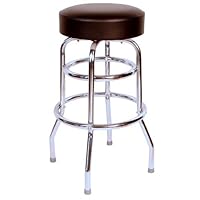Richardson Seating Double Rung Backless Swivel Bar Stool with Chrome Frame, Black