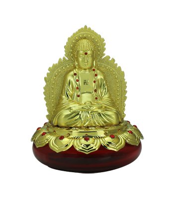 purelife Feng shui Golden Color Meditating Buddha Gautama Siddaratha Statue In Polyresin Showpiece Home Decor Gift Item / blessing Buddha religious auspicious statue - Thumbnail 3