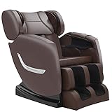 Full Body Electric Zero Gravity Shiatsu Massage Chair with Bluetooth Heating and Foot Roller for Home and Office(Brown)