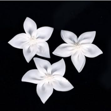 One 1 White Lily Hair Clip Slide Broach Corsage Embellished With