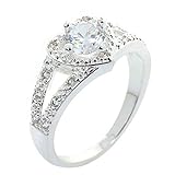 Sankuwen Women's Crystal Heart Shaped Love Wedding Ring