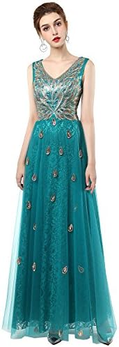 MissFay Luxury Applique Evening Dress For Women Formal Long Prom Dress Green 6