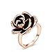 Austrian Crystal Rose Gold With Diamonds Black Rose Ring