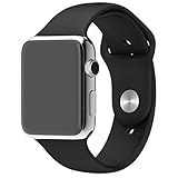 FanTEK WB420901 Apple Watch Band - FanTEK Soft Silicone Sport Style Replacement iWatch Strap for Apple Wrist Watch Models - 42 mm - Medium/Large - Black