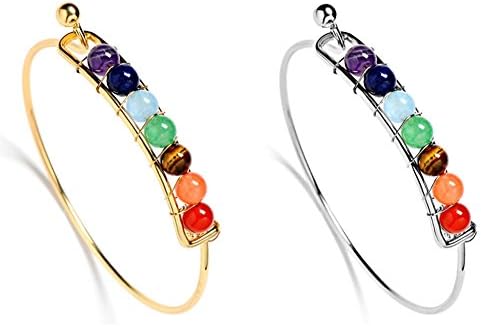 Bogo Arty Chakra Healing Bracelets Handmade Crystal Beaded Bracelet Natural Gemstones Cuff Bangles Gold and Silver