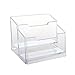 Hamosky Business Card Case Holder, 2 Tier Clear Business Card Holder Display, Plastic Business Card Stand Business Card Organizer for Office(1 Pack)