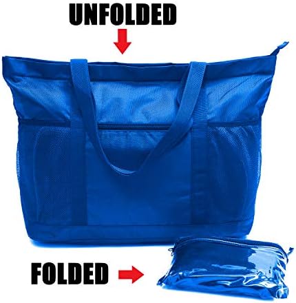 Large Foldable Beach Bag With Zipper - XL Foldable Tote Bag For Travel And Shopping - Large Tote Bag With Many Pockets 4 Large Foldable Beach Bag With Zipper - XL Foldable Tote Bag For Travel And Shopping - Large Tote Bag With Many Pockets