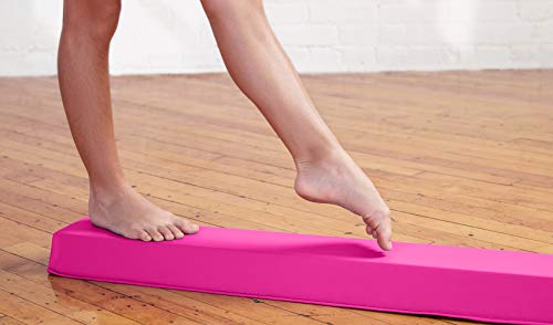 Springee 6ft Balance Beam - Extra Firm - Vinyl Folding Gymnastics Beam for Home - Pink