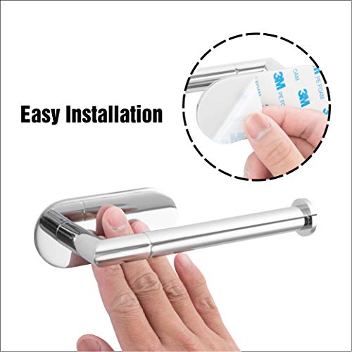 Polarduck Self Adhesive Toilet Paper Holder Chrome, 3M Toilet Paper Holder, SUS 304 Stainless Steel, Toilet Paper Roll Holder No Drilling for Bathroom & Kitchen (Silver)