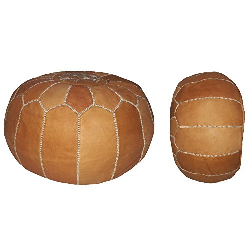 image for nomad&fashion set of 2 handmade leather Moroccan poufs ottoman round f