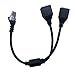 CERRXIAN 1ft RJ45 1 Male to 2 Female Socket Port LAN Ethernet Network Splitter Y Cable (Normal)