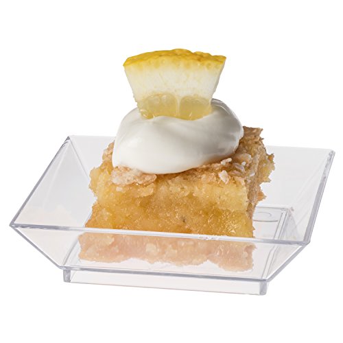 Prextex Mini Dessert Plates 2.5"x2.5" 100 Sturdy Square Clear Mini