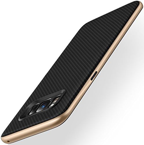 GALAXY S8 Plus Case, DUOYIZHI [GOLD] - Carbon Fiber Black + Shock Absorption + Minimalistic + Dual Layered + Protection + Luxury Slim Fit Bumper TPU Case for Galaxy S8 + (2017)