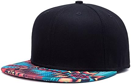 Brim Printed Solid Flat Bill Hip Hop Snapback Baseball Cap