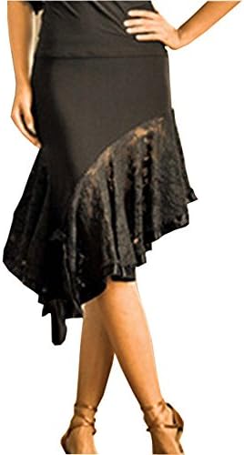 Full Nice Latin Dance Costume Cha Cha Samba Dance Skirt(Black,M)