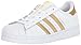 adidas Originals Superstars Running Shoe, White/Gold/Blue, 3 Medium US Little Kid