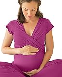 Kindred Bravely Davy Ultra Soft Maternity & Nursing Pajamas Sleepwear Set (Berry, Medium)